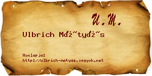 Ulbrich Mátyás névjegykártya